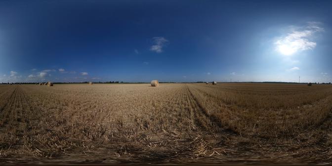 summer,agriculture,bale of straw,blue sky,sun,clouds,framevr_ready
